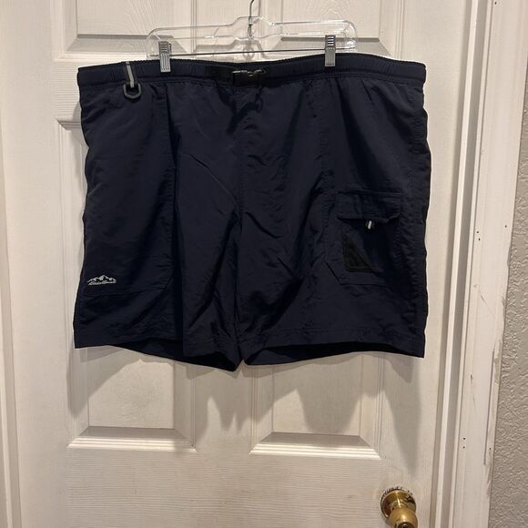 Eddie Bauer Ebtek Black Nylon‎ Shorts Mesh Lined Belted 7" Inseam Men's XXL 2XL - Picture 1 of 12